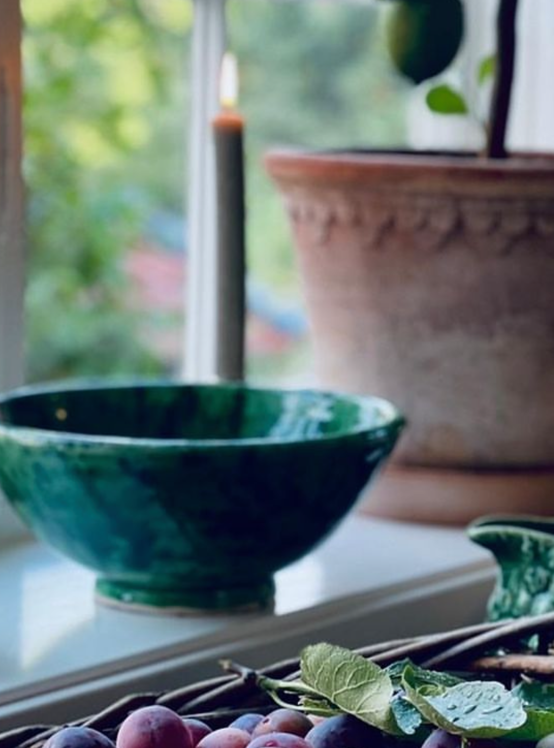 Håndlaget grønn bolle/skål fra Marokko Mellomstor