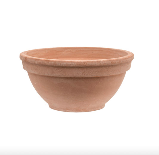 Lav og rund potte i terracotta